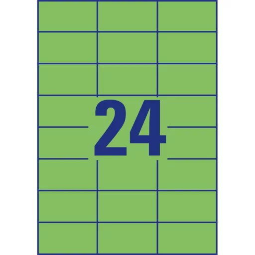 Etikett címke, 70 x37mm, univerzális, 24 címke/ív, 100 ív/doboz, Avery zöld – Tonerklinika Debrecen