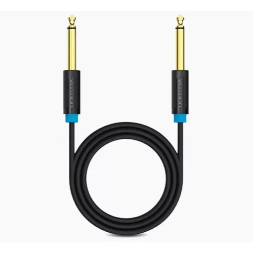 Vention 6.5mm jack/M -> 6.5mm jack/M kábel, (fekete, aranyozott),  1m, kábel
