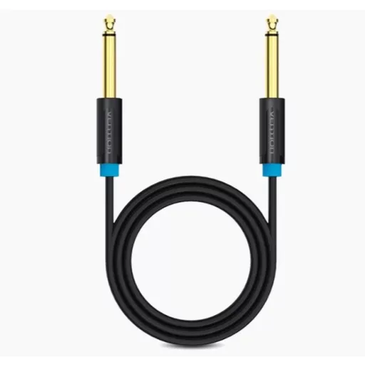 Vention 6.5mm jack/M -> 6.5mm jack/M kábel, (fekete, aranyozott), 3m, kábel