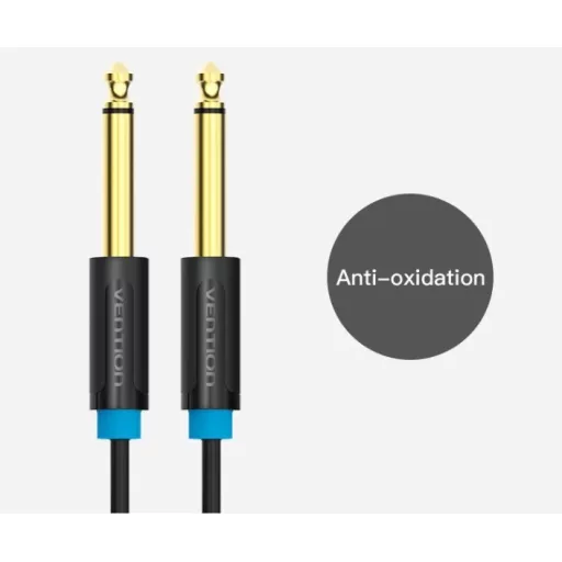 Vention 6.5mm jack/M -> 6.5mm jack/M kábel, (fekete, aranyozott), 3m, kábel