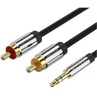   Vention 3.5mm jack/M -> 2*RCA/M, (audio, aranyozott, fémház), 1m, kábel
