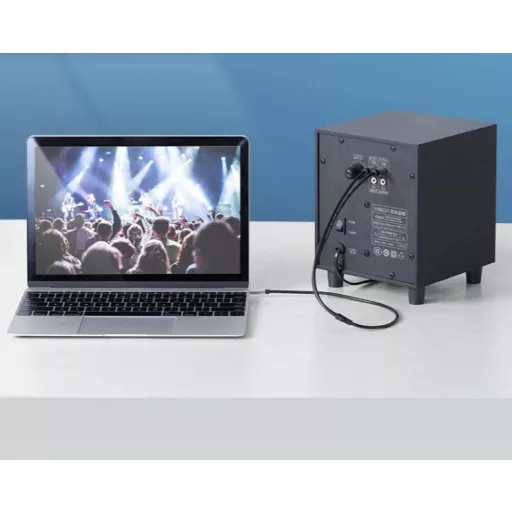 Vention 3.5mm jack/M -> 2*RCA/M, (audio, aranyozott, fémház), 1m, kábel