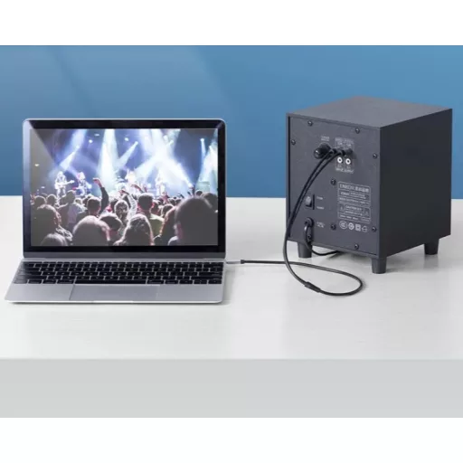 Vention 3.5mm jack/M -> 2*RCA/M,  (audio, aranyozott, fémház), 2m, kábel