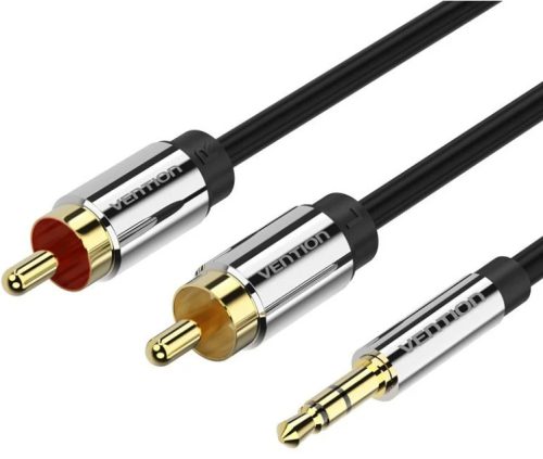 Vention 3.5mm jack/M -> 2*RCA/M, (audio, aranyozott, fémház),  3m, kábel