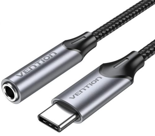 Vention USB-C/M -> 3.5mm/F , (fülhallgató, alu,szürke), 1m, kábel