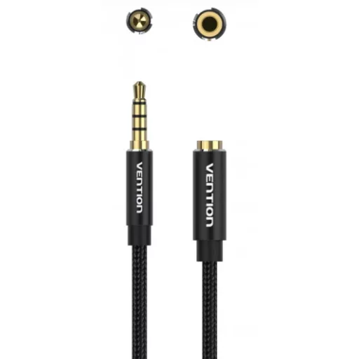 Vention 3.5mm jack/M -> 3.5mm/F , (hosszabbító,audio,fekete), 8m, kábel