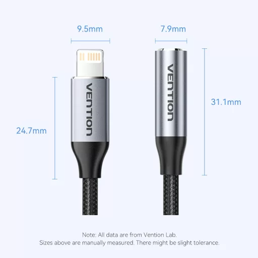 Vention 3.5mm jack/F -> Lightning, 0,1m, kábel