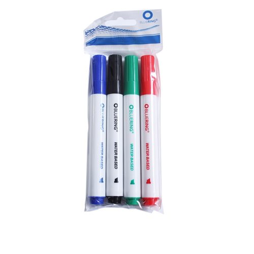 Flipchart marker készlet, rostirón vizes vágott végű 1-4mm, Bluering®, 4 klf. szín