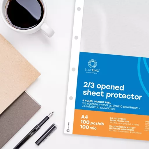 Genotherm lefűzhető, A4, 100 micron narancsos belül 2/3 részben nyitott 4 lyukú Bluering® 100 db/csomag, – Tonerklinika Debrecen