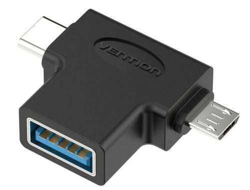 Vention USB 3.0 -> micro USB + USB-C , (fekete, hármas elosztó), adapter