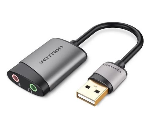 Vention USB 2.0 -> 3.5mm/F (külső, szürke, OMTP-CTIA), 0,15m,  hangkártya