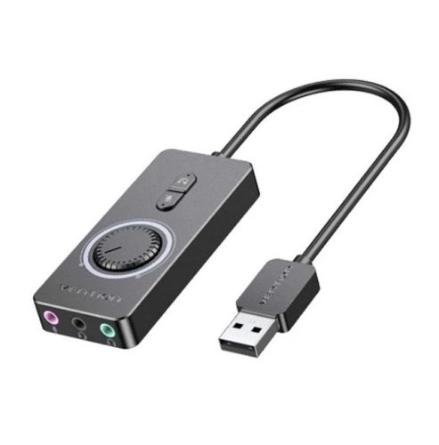 Vention USB 2.0 -> 3*3.5mm, (külső, hangerőszabályozós, stereo, fekete) 0,15, hangkártya