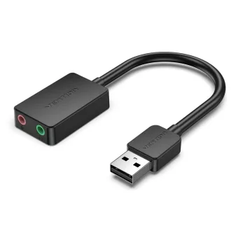   Vention USB-A 2.0/M -> 2*3.5mm/F (külső, fekete), 0,15m, hangkártya