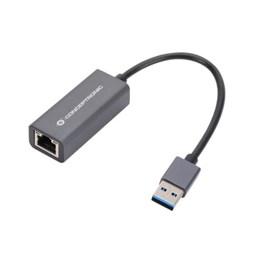 Conceptronic átalakító - ABBY08G (USB-A 3.0 to RJ-45, Nintendo Switch támogatás, aluminium, szürke)