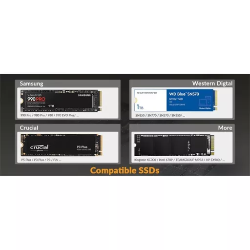Orico Külső M.2 ház - IDPWM2-G2A-GY (USB-C 3.2 Gen2 -> M.2 NVMe, Max.: 8TB, 10 Gbps)