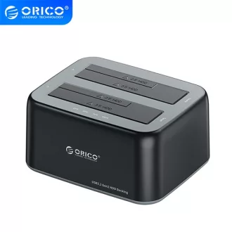   Orico HDD/SSD Dokkoló - 6829C3-C-EU-BK (2x 2,5"/3,5" HDD/SSD -> USB-A, Offline klón funkció, Max.: 36TB, fekete)