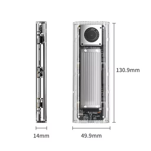 Orico Külső M.2 ház - ORICO-TCM2-U4-SV-BP (USB-C 4 -> M.2 NVMe, Max.: 8TB, 40 Gbps, szürke)