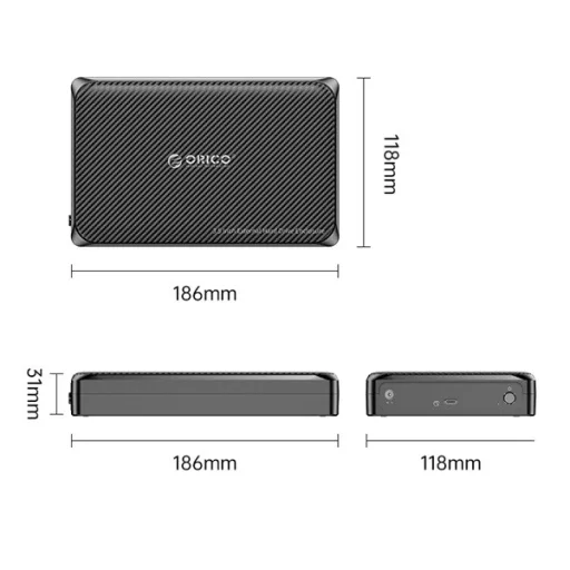 Orico Külső HDD/SSD Ház 2.5"/3,5" - DDW35-C3-EU-BK (USB-C to USB-A/C, Max.: 18TB, fekete) – Tonerklinika Debrecen