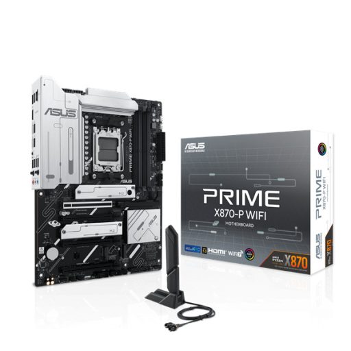 Asus Alaplap - AMD PRIME X870-P WIFI AM5 (X870, ATX, 4xDDR5 8000+MHz, 2xSATA3, 4x M.2, HDMI+USB4)