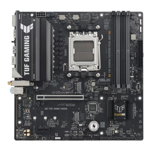 Asus Alaplap - AMD TUF GAMING A620AM-PLUS WIFI AM5 (A620, 4xDDR5 7600+MHz, 1x 2,5 Gb LAN, 2xM.2, 4xSATA3, HDMI+2xDP)