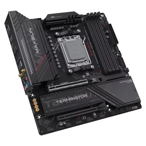 Maxsun Alaplap - AMD MS-TERMINATOR B850M PRO DARK WIFI AM5 (B850, mATX, 4xDDR5 8000MHz, 2xSATA3, 3xM.2, HDMI, DP)