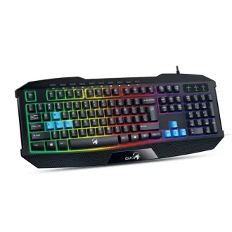   Genius Billentyűzet - Scorpion K215 (Vezetékes, USB, RGB, multimédiás, fekete)