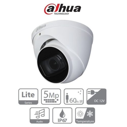 Dahua Analóg dómkamera - HAC-HDW1500T-Z-A (5MP, kültéri, 2,7-12mm, IR60m, ICR, IP67, DWDR, audio)