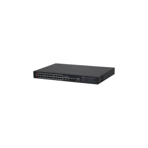 Dahua Menedzselhető PoE switch - PFS4226-24GT2GF-240 (24x gigabit PoE/PoE+ (240W) + 2x SFP uplink, 250m PoE)