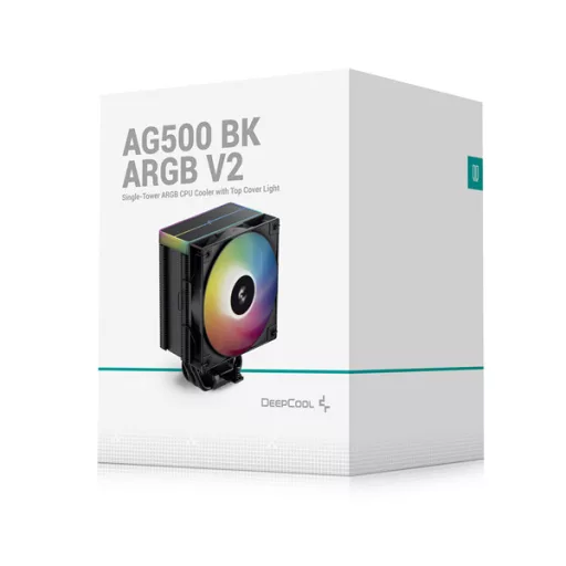 DeepCool CPU Cooler - AG500 BK ARGB V2 (29,4 dB; max, 115,32 m3/h; 4pin csatlakozó, 5 db heatpipe, 12cm, PWM, LED)