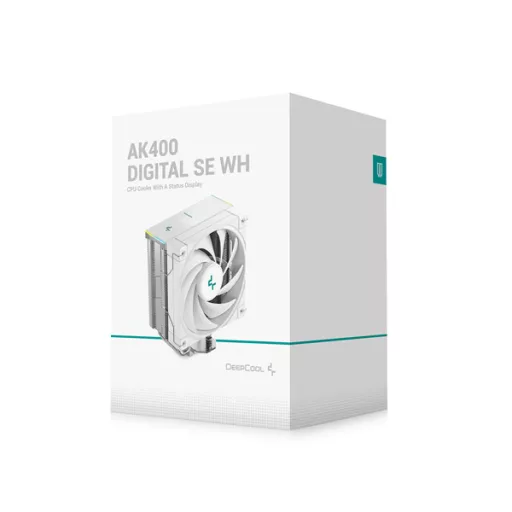 DeepCool CPU Cooler - AK400 DIGITAL SE WH (28 dB; max, 117,21 m3/h; 4pin csatlakozó, 4 db heatpipe, 12cm, PWM)