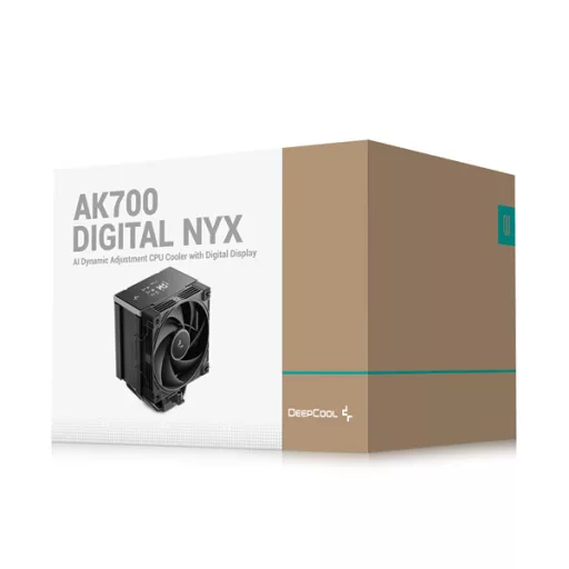 DeepCool CPU Cooler - AK700 DIGITAL NYX (28dB; max, 131,21 m3/h; 4pin csatlakozó, 7 db heatpipe, 12cm, PWM)