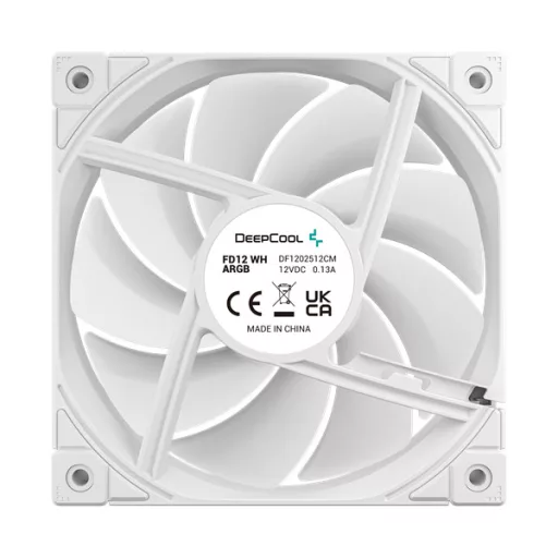 DeepCool Cooler 12cm - FD12 ARGB WH( (3in1) (27,6dB; max. 109,07 m3/h; 3pin csat; hydro bearing, ház hűtésre, PWM, fehé)