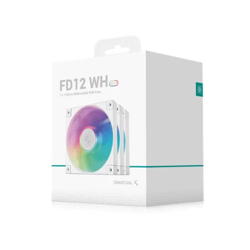 DeepCool Cooler 12cm - FD12 ARGB WH( (3in1) (27,6dB; max. 109,07 m3/h; 3pin csat; hydro bearing, ház hűtésre, PWM, fehé)