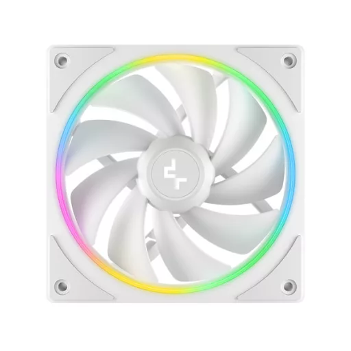 DeepCool Cooler 12cm - FL12 SE WH (3in1) (28.67dB; max.86,20 m3/h; 3x12cm, 3pin; hydro bearing, ház hűtésre, RGB, PWM)