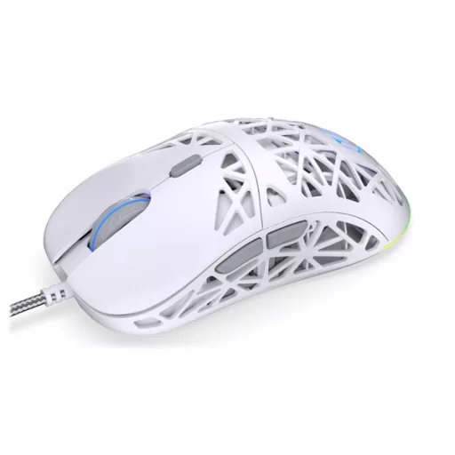 Endorfy Egér - LIV Onyx White (Honeycomb, 8000 DPI, ARGB, PixArt PAW3311, optikai, 1,8m, fehér)