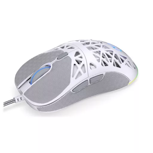Endorfy Egér - LIV Onyx White (Honeycomb, 8000 DPI, ARGB, PixArt PAW3311, optikai, 1,8m, fehér)