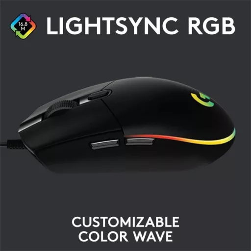 Logitech Egér - G203 Lightsync (Vezetékes, Gaming, Optikai, USB, 8000 DPI, fekete)
