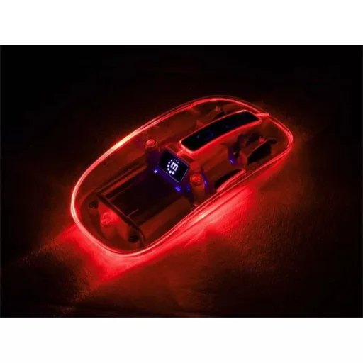 Manhattan Egér - Vezetéknélküli, RGB LED, átlátszó design, (Optikai, 1600dpi) Fekete