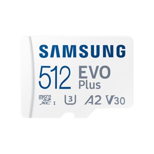 Samsung MicroSD kártya - 512GB MB-MC512SA/EU (EVO PLUS, microSDXC, UHS-I, R160, adapter, 512GB)