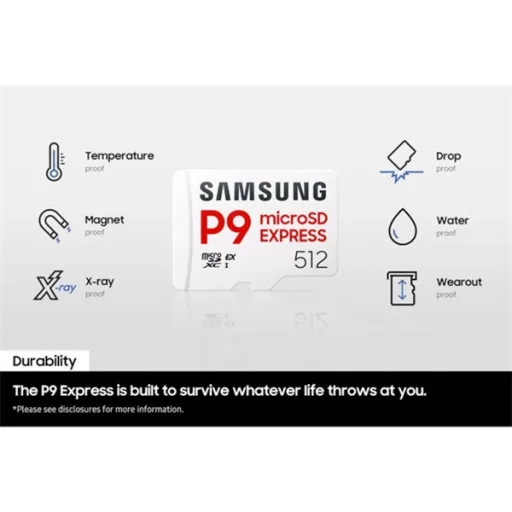 Samsung MicroSD kártya - 256GB MB-MK256T/WW (P9, Class10, PCIe Gen3.0x1, NVMe 1.3, SD 7.1, UHS-I)
