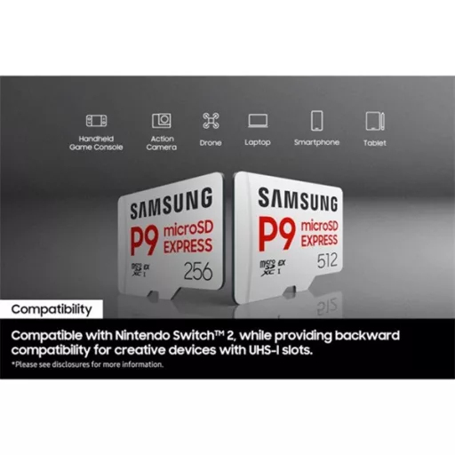 Samsung MicroSD kártya - 512GB MB-MK512T/WW (P9, Class10, PCIe Gen3.0x1, NVMe 1.3, SD 7.1, UHS-I)