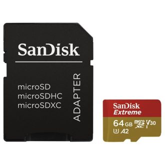  SanDisk MicroSD kártya - 64GB microSDXC Extreme (170/80 MB/s, Class 10 UHS-I U3, A2 V30) + adapter