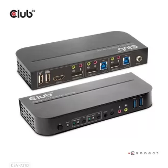   Club 3D KVM Switch - CSV-7210 (Dual DisplayPort, 4K60Hz, HDMI, KVM, IR távirányító)