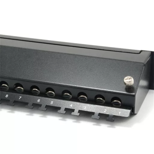 Equip Patch panel - 326624 (24 port, Cat6A, 1U, árnyékolt, fekete)