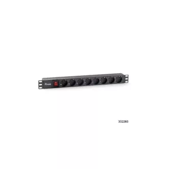   Equip Hálózati Elosztó - 333283 (Schuko, 8 Schuko, Rack 1U, 1,8m kábel, fekete)