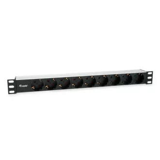   Equip Hálózati Elosztó - 333292 (Schuko, 9 Schuko, Rack 1U, 1,8m kábel, aluminium, fekete)