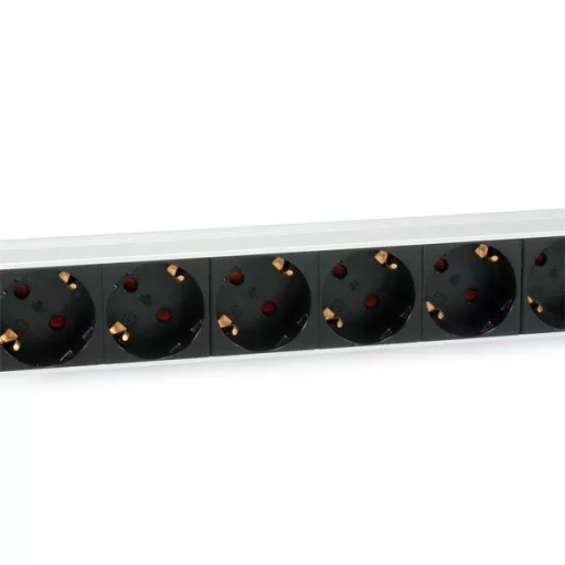 Equip Hálózati Elosztó - 333292 (Schuko, 9 Schuko, Rack 1U, 1,8m kábel, aluminium, fekete)