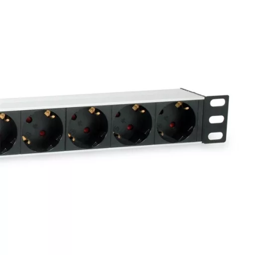 Equip Hálózati Elosztó - 333292 (Schuko, 9 Schuko, Rack 1U, 1,8m kábel, aluminium, fekete)