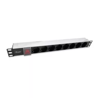   Equip Hálózati Elosztó - 333293 (Schuko, 8 Schuko, Rack 1U, 1,8m kábel, aluminium, fekete)