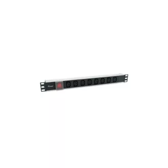   Equip Hálózati Elosztó - 333310 (IEC 320 C14, 8x IEC13, Rack 1U, 1,8m kábel, aluminium, fekete)